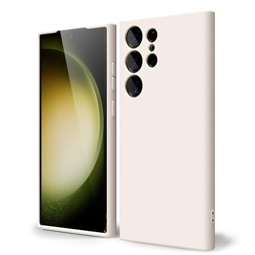 oakxco for Samsung Galaxy S23 Ultra Phone Case Liquid Silicone, Cute Thin Slim Soft Rubber TPU Plain Smooth Gel Cover for Women Girl Aesthetic Design, Matte Solid Protective & Shockproof, Beige Stone - color: Beige, size: S23 Ultra