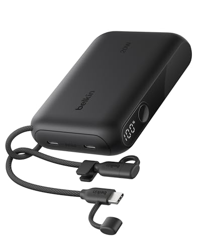 Belkin 10000mAh 20W Slim 2C Power Bank w/Digital Display for iPhone, Galaxy - color: Black, style: 10K mAh