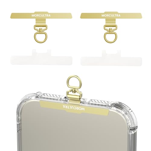 Phone Tether Tab,Metal Phone Lanyard Patch & Strap Adapter for All Full Phone Cases,Ultra-Thin 0.008in 360° Rotating phone charm,Universal phone clip for iPhone Android(Gold+Gold) - color: Gold+gold