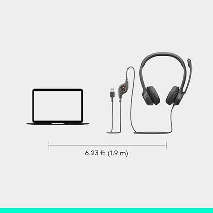 Logitech H390 Wired Headset PC/Laptop Stereo Headphones, USB-A, Black - color: Black, style: USB-A