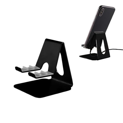 Black Phone Stand for Desk | 3 Positions Adjustable Cellphone Holder for Desk | Black Metal Phone Stand Tablet Holder | Desktop Tablet Stands Office Accessories | Compatible with All Devices - style: K