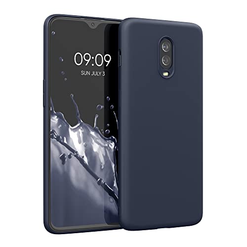 kwmobile Case Compatible with OnePlus 6T Case - Slim Protective TPU Silicone Phone Cover - Dark Blue Matte - color: dark blue matte