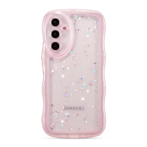 ZTOFERA for Samsung Galaxy A15 4G/5G 6.5" Case with Curly Wave,Pink | Cute Curly Wave Phone Case,Star Glitter,Clear Shiny Bling,Soft TPU Shockproof,For Women Girls - color: Pink, size: for Galaxy A15 4G/5G