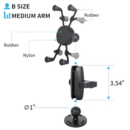 Strg Phone Mount with 7 Holes Drill-Down Round Base and Aluminum Socket Arm - size: Aluminum Alloy Round Base
