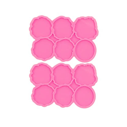 2PC 1.7in Phone Grip Resin Irregular Circle Molds on Top Phone Socket Silicone Mold for Epoxy Casting DIY Crafts Making(YMDY1627+DY1627) - color: YMDY1627+DY1627
