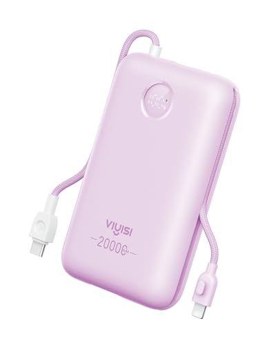 VIYISI Portable Charger 20000mAh 30W with Built-in Cables, Purple - color: Purple