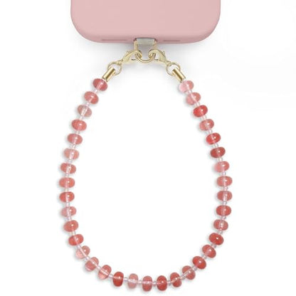 POSADINA Natural Stone Phone Charm, Beaded Healing Phone Wrist Strap, Handmade Cellphone Chain Lanyard with Tether Tab - color: Rosy Glow