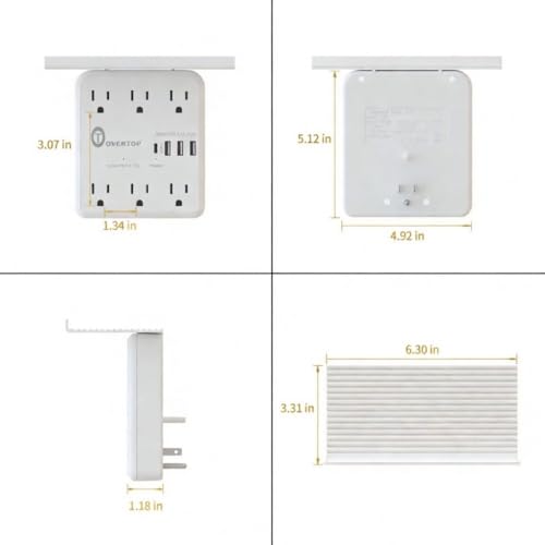 Overtop Power Charger with Shelf,Wall Outlet Extender,Surge Protector 1800J
