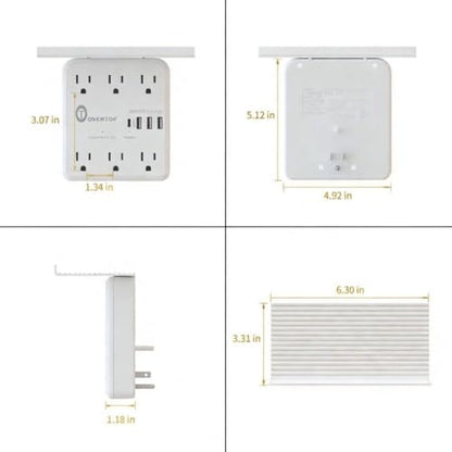 Overtop Power Charger with Shelf,Wall Outlet Extender,Surge Protector 1800J