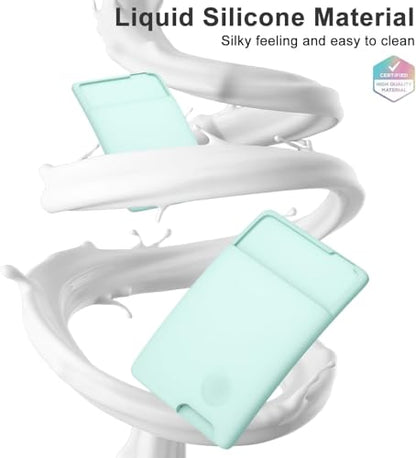 oakxco Phone Wallet Stick On, Secure Phone Card Holder Silicone, Adhesive Pocket Sleeve ID Credit Card, Slim Thin Card Case for Men Women Cute, Compatible with Apple iPhone Samsung Pixel, Mint - color: Mint