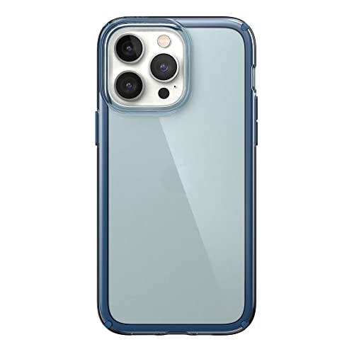 Speck iPhone 14 Pro Max Case - Drop Protection with Scratch Resistant Dual Layer Slim Phone Case for 6.7 Inch iPhones 14 Pro Max - Anti-Yellowing & Anti-Fade Case - Glass Navy/Winter Navy GemShell - color: Glass Navy/Winter Navy