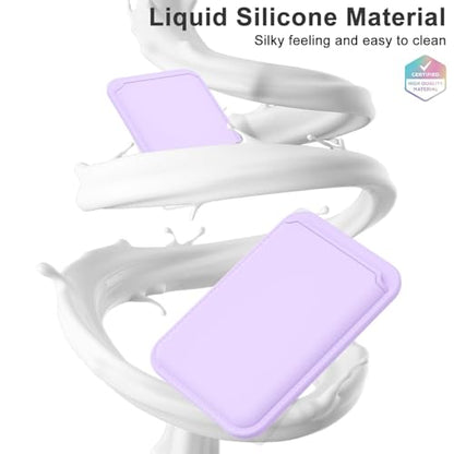 oakxco Magnetic Phone Wallet Stick On, Secure Phone Card Holder Silicone Compatible with Magsafe, Adhesive Pocket Sleeve ID Credit Card, Slim Thin Card Case, Compatible with iPhone Samsung, Lilac - color: Lilac
