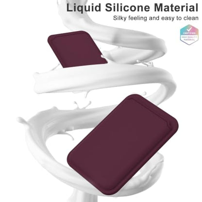 oakxco Magnetic Phone Wallet Stick On, Secure Phone Card Holder Silicone Compatible with Magsafe, Adhesive Pocket Sleeve ID Credit Card, Slim Thin Card Case, Compatible with iPhone Samsung, Burgundy - color: Burgundy