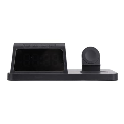 Wireless Charging Station, Certified 15W Fast Multiple Device Charger, Portable Charging Stand with Digital Alarm Clock for Phone Watch Earbuds Bedroom Desktop