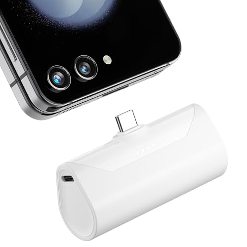 Mini USB C Power Bank for iPhone 17, 4800mah Compact Handy Portable Charger Backup Battery Pack Compatible With Samsung Note series/ iPhone 16/15 series/Samsung Galaxy Z fold series/Galaxy Flip-White - color: USBC-White