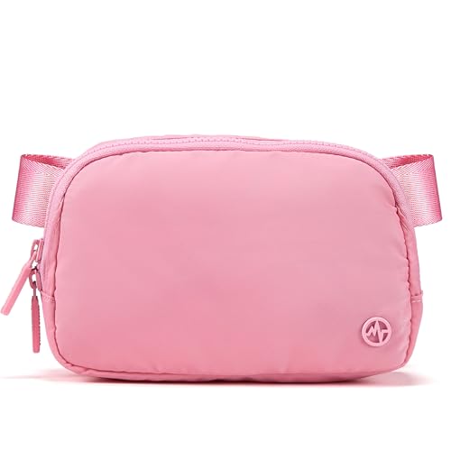Pander Nylon Fanny Pack for Women, Two-Way Zipper Crossbody Bag - color: Light Pink