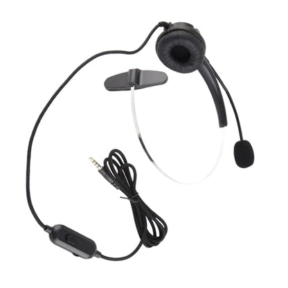 Wired Trucker Headset with Noise Cancelling Microphone, Mono Headset for Call Center and Customer Service, 3.5mm Wired Telephone Headset with Volume Control for Cellphone