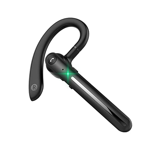 IHAO Single Ear Wireless Bluetooth Earphone Noise Cancelling Stereo Dual HD Mic Headphone Earpiece 16Hrs Hands-Free Calling in-Ear Headset Painless Firm Wear for Driving/Business/Office/Trucker - color: Black Gray