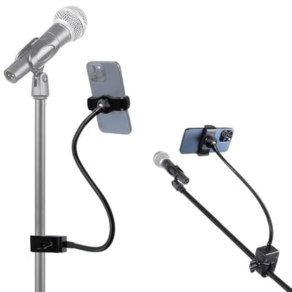 SnowTing Gooseneck Phone Holder, 360-degree Rotating Flexible Adjustable Long Arm Phone Mount Clip Lazy Bracket for Desk, Table, Bed, Bedside, Headboard, Fill Light Pole, Microphone Stand