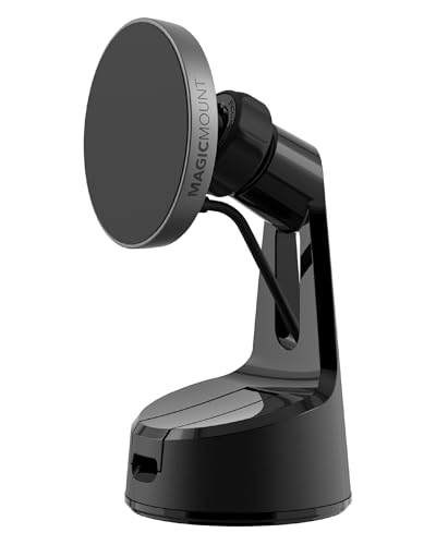 Scosche MagicMount Charge Pro Qi2 Fast Wireless Charging MagSafe Car Mount Charger, 15W Magnetic Cell Phone Holder for Car Dashboard/Windshield Compatible with iPhone 16/15/14/13/12 Pro Max Plus, S25 - size: Circle, style: Window / Dash Suction