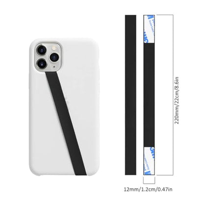 Stretchable Silicone Phone Grip - Elastic Finger Strap Holder for iPhone & Android - Anti-Slip Phone Loop with Wireless Charging Support - Black (Compatible with Most Smartphones)