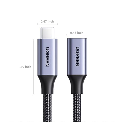 UGREEN USB C Extension Cable, (10Gbps/100W) USB C Extender 1.5 ft - color: Grey, size: 1.5 FT