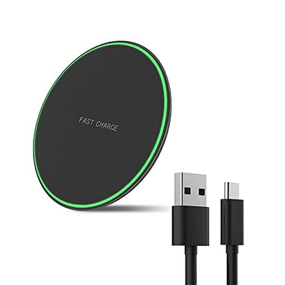 Wireless Charger for Samsung Galaxy S24/S24+S23/S23+/S22/S22+/S21/S20/S20+/S10/S9+/S9/S8/S8+/S7/Note10/Note9/Note8, 15W Wireless Charging Pad with USB-C for Samsung & iPhone Black(No AC Adapter)