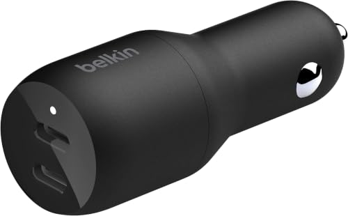 Belkin 36-Watt Dual-USB Car Charger-Power Delivery 2 18W USB-C Ports with PPS Charging Apple iPhone 14,14 Pro,14 Pro Max,iPhone 13,13-Pro,13-Pro Max Samsung Galaxy,AirPods-USB-C Charger (Pack of 6) - size: Dual Port (36W) (Pack of 6), style: Dual USB-C