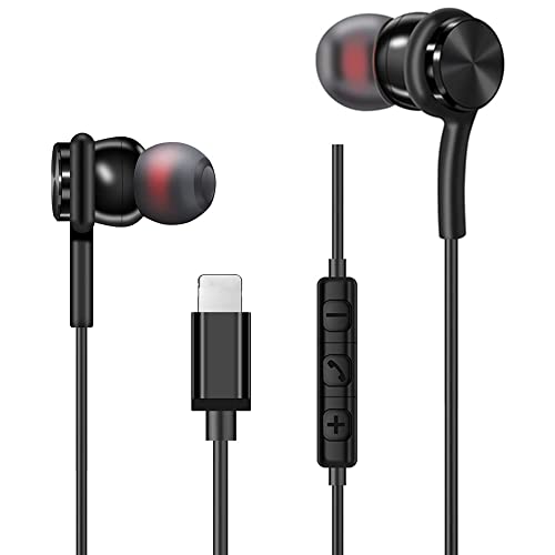Wired Earphones in Ear Headphones Earbuds for iPhone 13 12/12 Mini 11 Pro/11 Pro Max Headphones, Stereo NoiseIsolating Compatible with 7/8/8 Plus/X/XS/XR/XS Max and iPad - color: 1 pack-black
