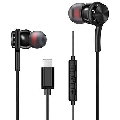 Wired Earphones in Ear Headphones Earbuds for iPhone 13 12/12 Mini 11 Pro/11 Pro Max Headphones, Stereo NoiseIsolating Compatible with 7/8/8 Plus/X/XS/XR/XS Max and iPad - color: 1 pack-black