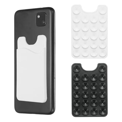 uxcell 2 Pack Suction Phone Card Holder, Silicone Suction Cup Phone Grip Card Holder Mount with Card Slot for Cellphone, Black/White - color: Black/White