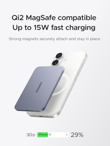 UGREEN Magflow Air Slim Magsafe Power Bank Qi2 15W Portable Charger 5000mAh - color: Grey