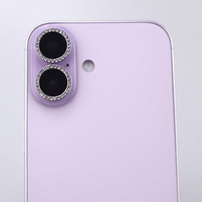 BONVAN for iPhone 17 Camera Lens Protector Bling Glitter Diamond Metal Crystal Tempered Glass Screen Accessories Rhinestones Lens Cover (Light Purple) - color: Light Purple