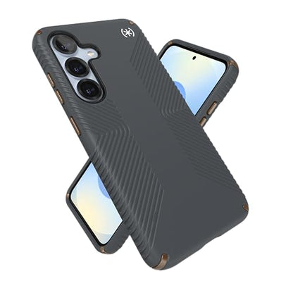 Speck Samsung Galaxy S25 Case - Presidio 2 Grip + Magnet, 13-Foot Drop Protection, No-Slip Grips, Raised Bezel, Enhanced Buttons, Charcoal Grey/Cool Bronze - color: Charcoal Grey/Cool Bronze, size: Galaxy S25
