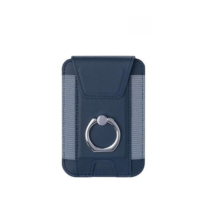 Magnetic Card Wallet Holder For Magsafe Wallets with Grip, 7 Cards Holder RFID Blocking, Ring Stand Stick on Wallet, Leather Magnetic Phone Wallet with Privacy Flap - color: Deep Blue elastic circular support
