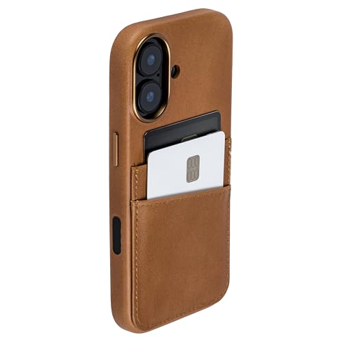 Dockem Genuine Leather Card Case for iPhone 17 with Camera Control Button and Stitched-on Wallet with 2 Holder Slots (Light Brown, M2GL) - color: Light Brown, size: 17