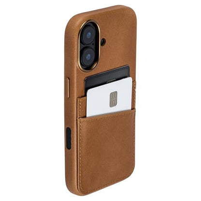 Dockem Genuine Leather Card Case for iPhone 17 with Camera Control Button and Stitched-on Wallet with 2 Holder Slots (Light Brown, M2GL) - color: Light Brown, size: 17