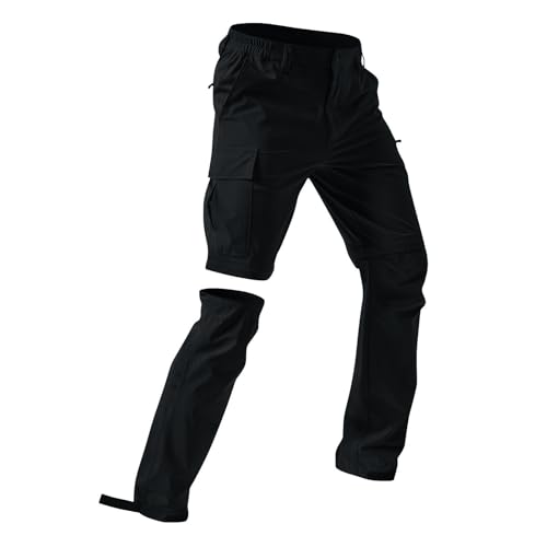 Mens Cargo Pants Convertible Zip-Off Waterproof Work Pants Lightweight with Multi Pockets Stretch Tactical Hiking Pant - color: 12#black, size: Small