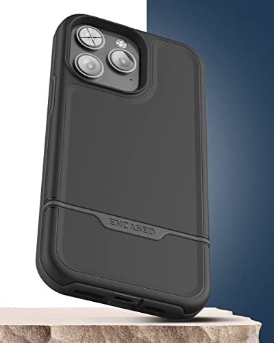 ENCASED Shockproof Case Compatible with iPhone 14 Pro - Ultra Protective Heavy Duty Magnetic Phone Cover, Rebel Series (Black) - color: Black, size: iPhone 14 Pro