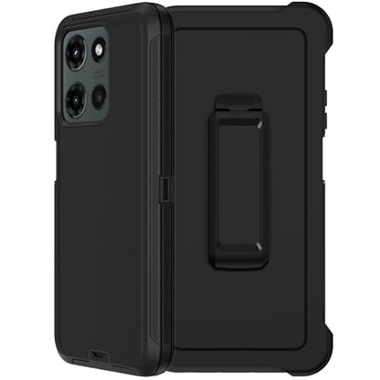 for Motorola Moto G 2026/2025 Case,Moto G Play 2026 Case,with Belt Clip Holster,2X Screen Protector,Heavy Duty Military Grade Full Body Shockproof Dust-Proof Rugged Protective Cover(Black) - color: Black