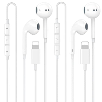 Apple MFi Certified iPhone Headphones Wired with Lightning Connector 2 Pack - color: LWhite