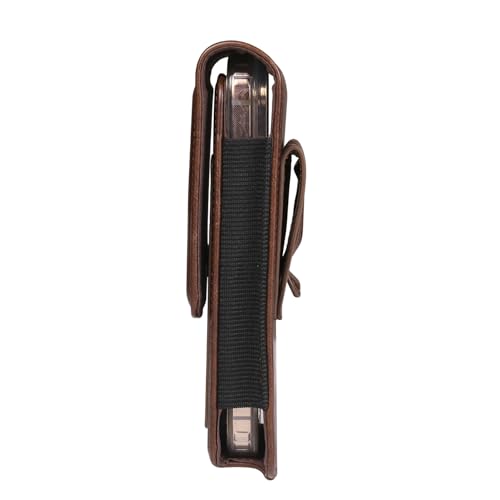 Cell phone Waist Bag with Belt Clip Leather, Vertical Cell Phone Belt Pouch for Men's, Smartphone Waist Holder Wallet Hiking Travel Carrying Case Belt Holster Pack with Card Slot Carabiner Hook - color: Coffee, size: 6.9 INCH