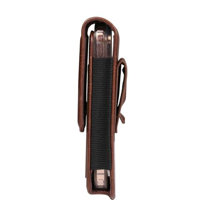 Cell phone Waist Bag with Belt Clip Leather, Vertical Cell Phone Belt Pouch for Men's, Smartphone Waist Holder Wallet Hiking Travel Carrying Case Belt Holster Pack with Card Slot Carabiner Hook - color: Coffee, size: 6.9 INCH