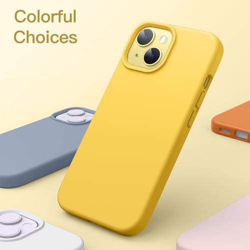 JETech Silicone Case for iPhone 14, Yellow | Silky Soft Touch, Shockproof Protection, Scratch Resistant, Microfiber Lining - color: Yellow, size: iPhone 14