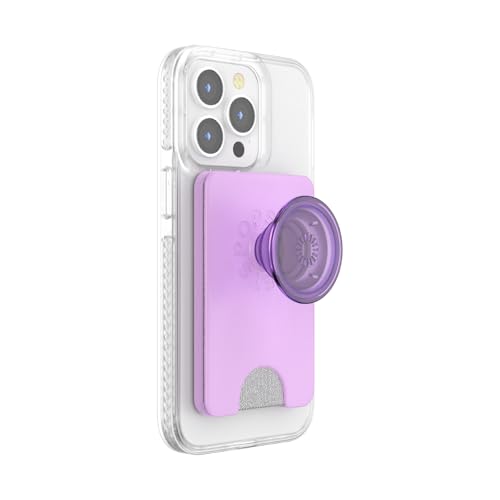 PopSockets Phone Wallet with Expanding Grip and Adapter Ring for MagSafe, Phone Card Holder, Wireless Charging Compatible, Wallet Compatible with MagSafe - Lavender - color: Lavender, style: MagSafe