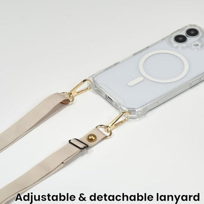 Magnetic for iPhone Air Crossbody Phone Case,Clear,Magnetic Soft Frame PC Back Shockproof Protective Phone Cover with Adjustable Detachable Lanyard,Compatible with MagSafe - color: Clear, size: iPhone Air