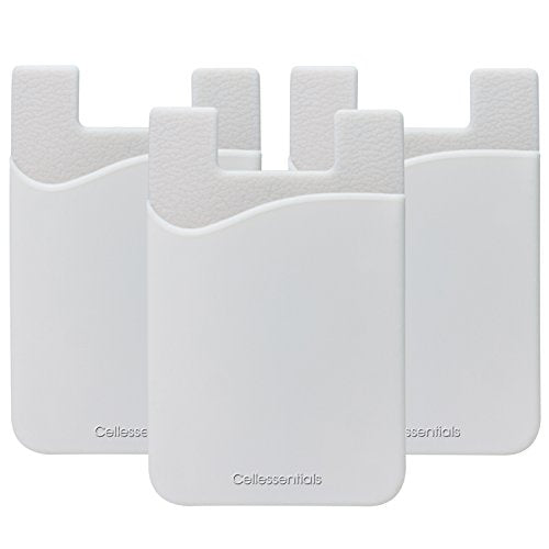 USA Merchant Redesigned Card Holder - Silicone Stick on Cell Phone Wallet with Pocket for Credit Card ID Business Card - iPhone Android & Smartphones (White) - color: White