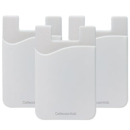 USA Merchant Redesigned Card Holder - Silicone Stick on Cell Phone Wallet with Pocket for Credit Card ID Business Card - iPhone Android & Smartphones (White) - color: White