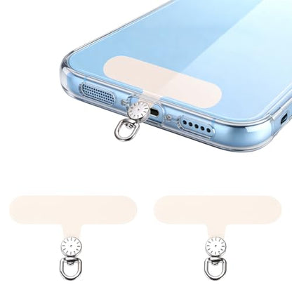 uxcell Rotating Phone Lanyard Tab Ultra-Thin No-Adhesive Phone Tether Patch - color: Silver Dial, Beige Patch