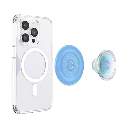 PopSockets Phone Grip for MagSafe with Kickstand, Magnetic Stand, Swappable Top, Secure Hold for iPhone MagSafe Cases, Phone & Tablet Grip - Blue Opalescent Translucent - color: Blue Opalescent